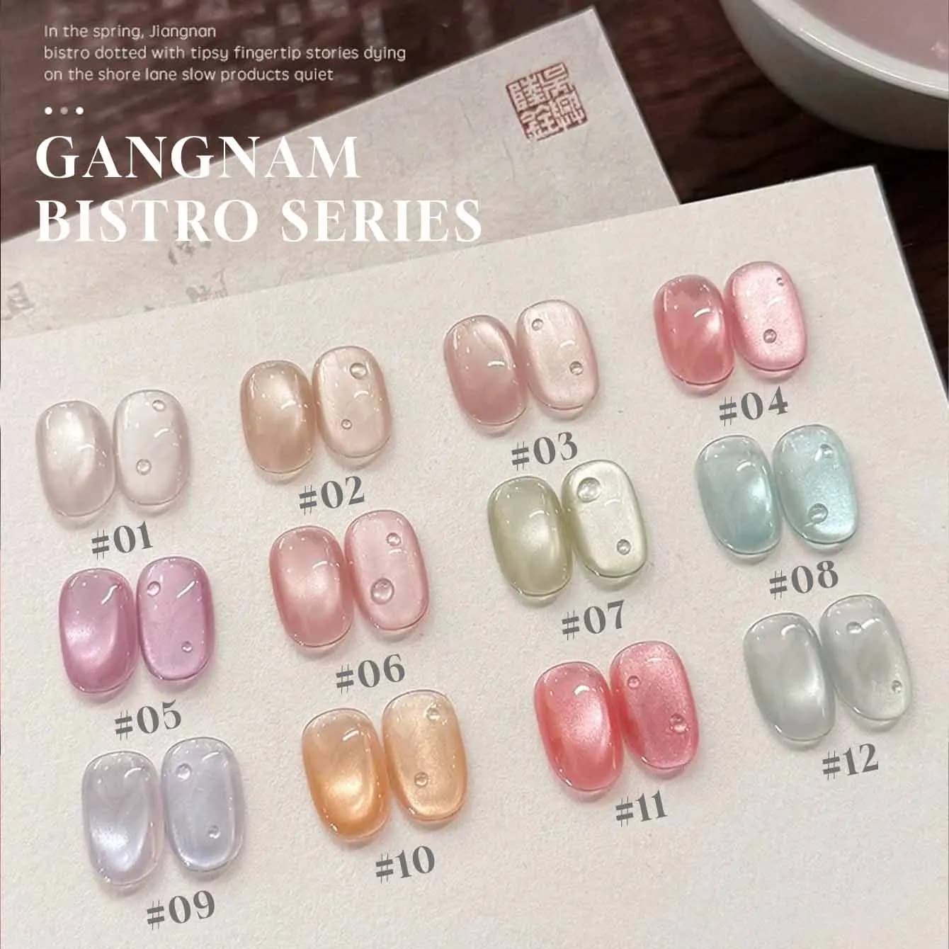 MIANEL 12ML Jiangnan Bistro Smalto Gel Magnetico Effetto Occhio di Gatto Bianco Rosa per Unghie, Forniture per Unghie con Luce UV