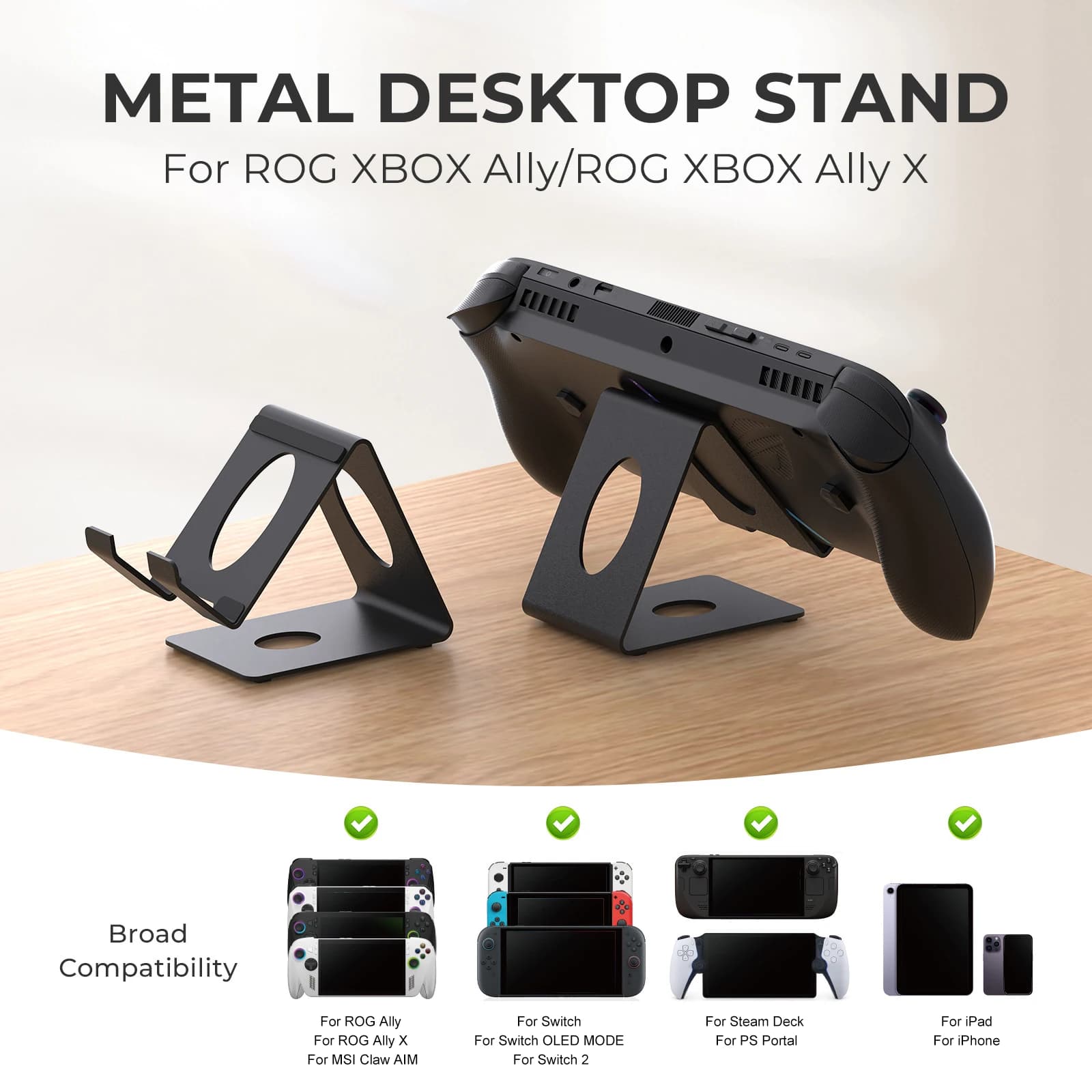 Supporto da Tavolo in Metallo per Console di Gioco, Accessori per Console, Supporto di Stoccaggio per ROG Xbox Ally/X, Switch 2, Steam Deck