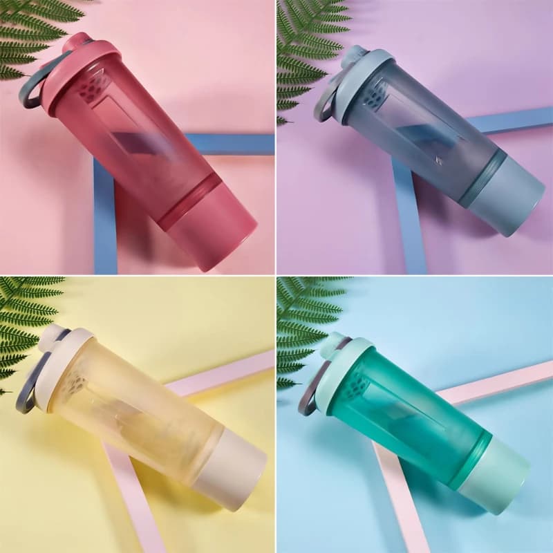 600ml Frosted Shake Cup Milkshake Sports Bottle Outdoor Fitness Water Blender Powder Protein Bottle Portable gym workout drink