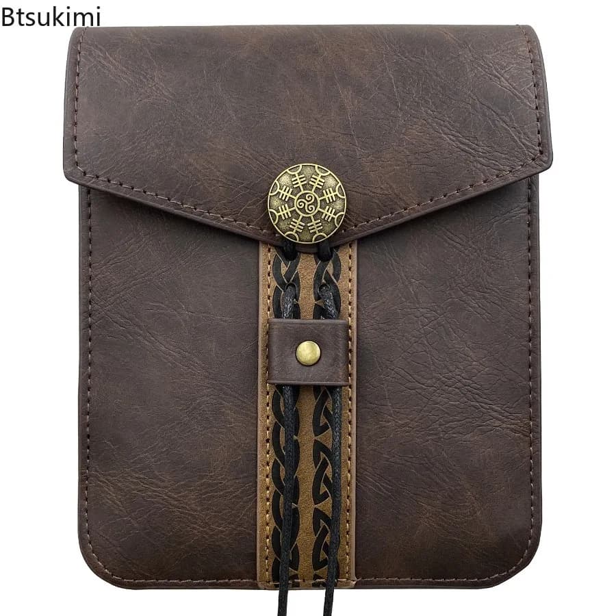 Unisex Medieval Retro Punk Money Pouch Bag Fanny Pack Belt Bag Costume Props Pu Leather Cosplay Square Bag Portable Coin Purse