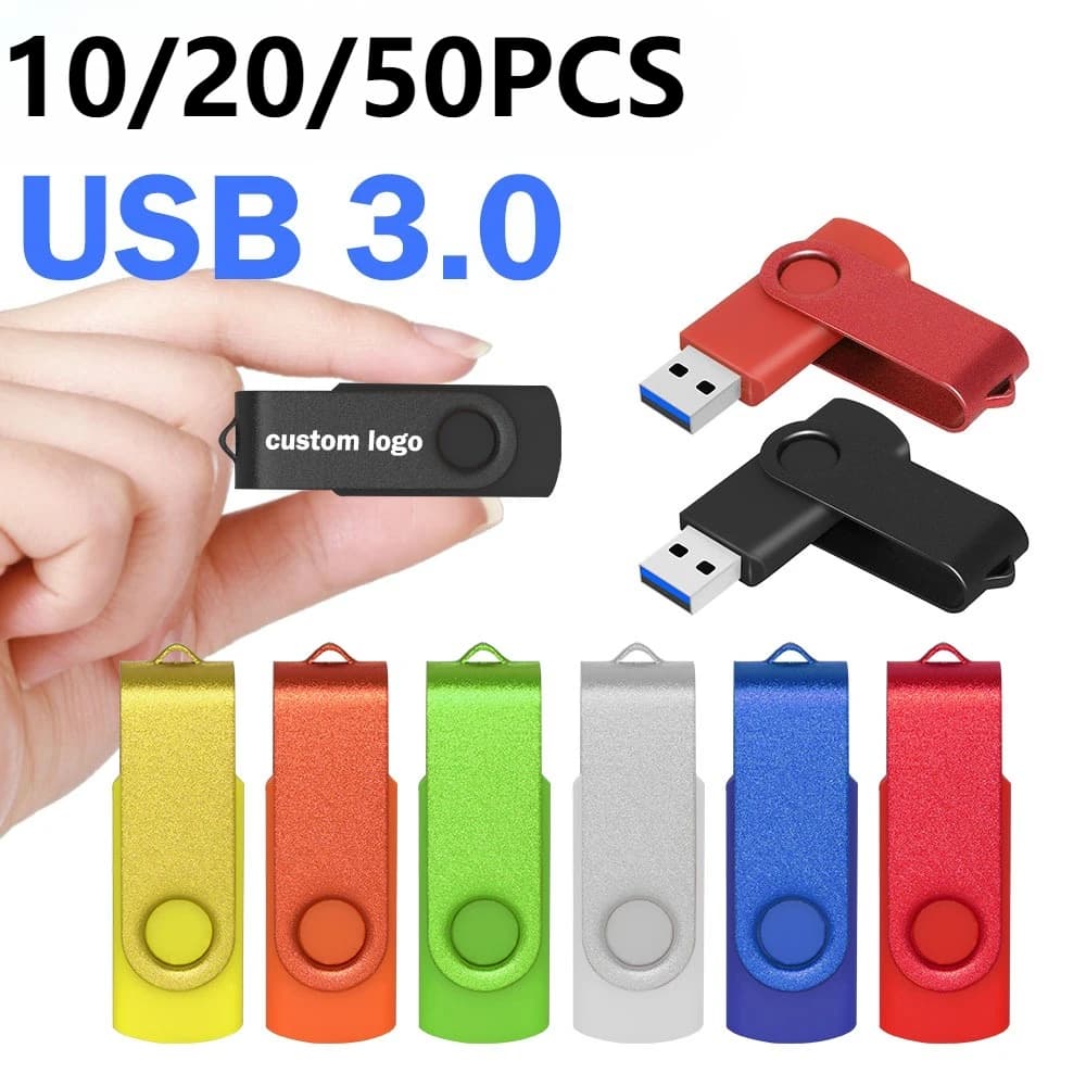 10/20/50 Pz/lotto LOGO Personalizzato Gratuito Colore USB 3.0 Flash Drive Pen Drive 8 GB 16 GB Pendrive Memory Stick 32 GB 64 GB USB Stick regalo