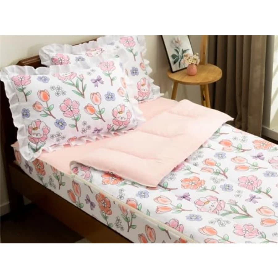 Set di Biancheria da Letto con Stampa Floreale e Cerniera per Ragazze, Leggero Set Copripiumino in Microfibra con Lenzuolo e Federe