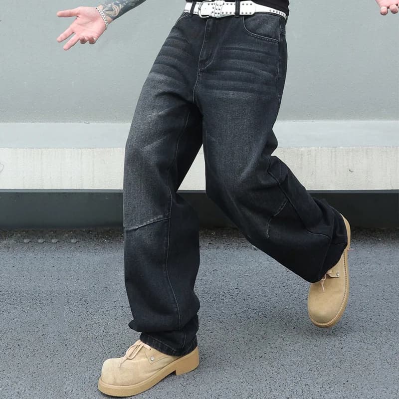 Jeans denim larghi da uomo vintage y2k per uomo Pantaloni casual alla moda Streetwear Denim Hip Hop Pantaloni casual dritti a gamba larga