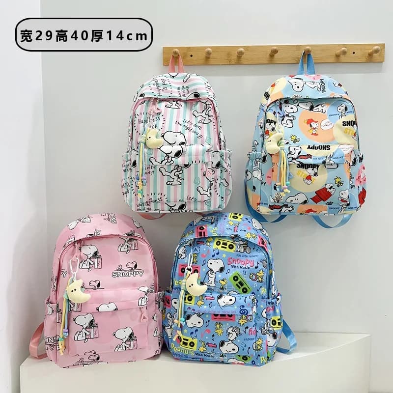 Kawaii Snoopy Graffiti Printed Backpack Trendy Middle High School Bag Portable Daily Storage Holiday Collectible Gift