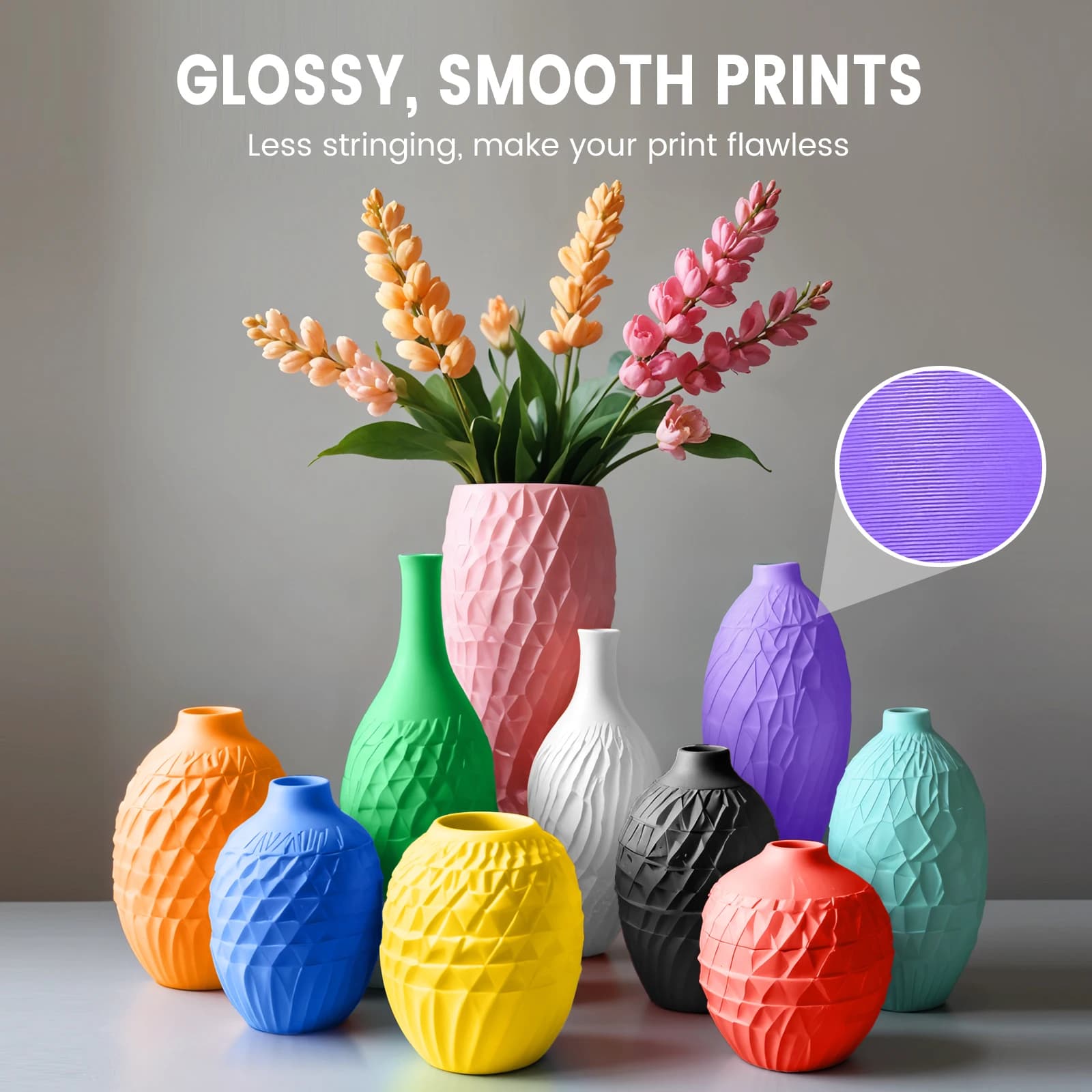 JAYO 3D Printer Filament PLA MATTE 3Rolls no bubbles smooth multiple colors 3D Filament Fit 1.75MM For FDM Printers 1.1KG