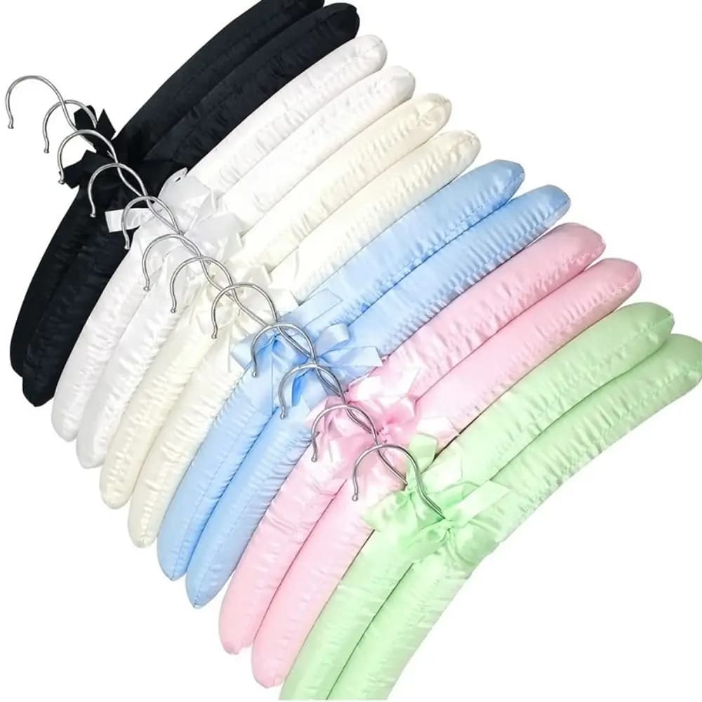 5PCS Hotel Clothes Satin Padded Clothes Hanger Display Hanger Silk Wrapped Sponge Hangers