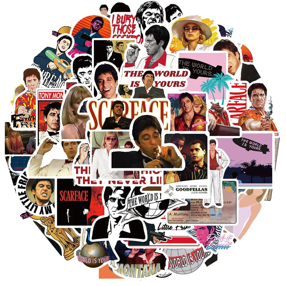 10/30/50pcs Classic Movie Scarface Cartoon Stickers DIY Phone Case Skateboard Motorcycle Waterproof Cool Graffiti Sticker Decals