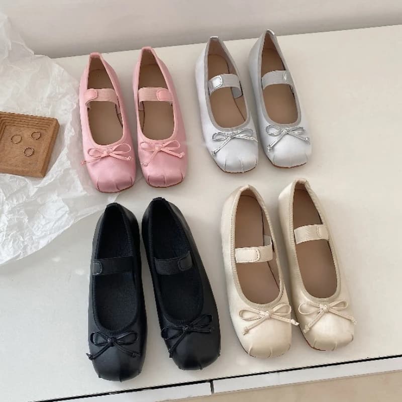 Scarpe da donna con punta quadrata, mocassini alla moda, scarpe basse comode con suola morbida, ballerine da donna comode.