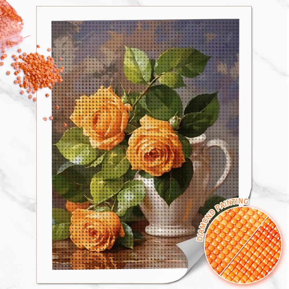Huacan New Arrivals 2026 5D DIY Diamond Painting Rose Vase Diamond Embroidery Flower Kit Home Decoration Gift