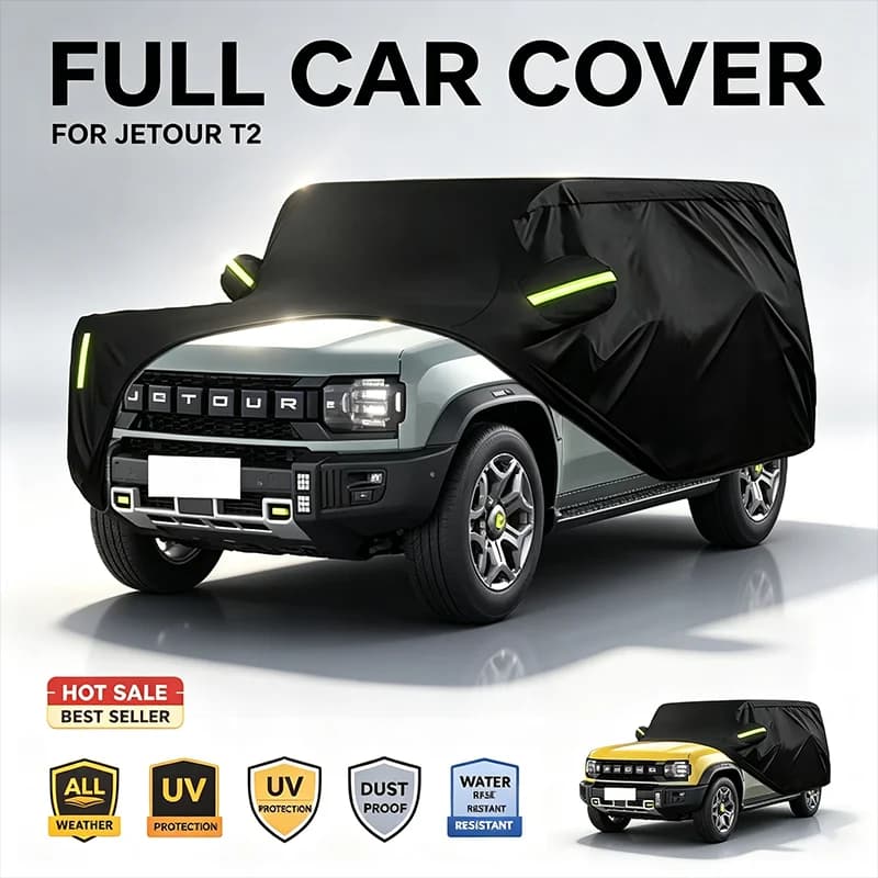 For Jetour T2 Full Car Cover All Weather Snow Sun UV Dustproof Reflective Strips Wind Straps Outdoor