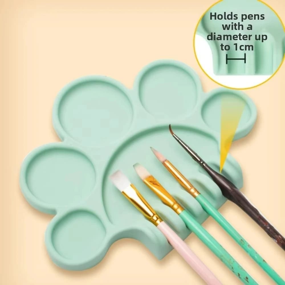 Silicone Painting Palette with Pen Holder Easy to Wash Paint Tray Pallet Soft Paint Palette for Artists Acrylic Watercolor Oil