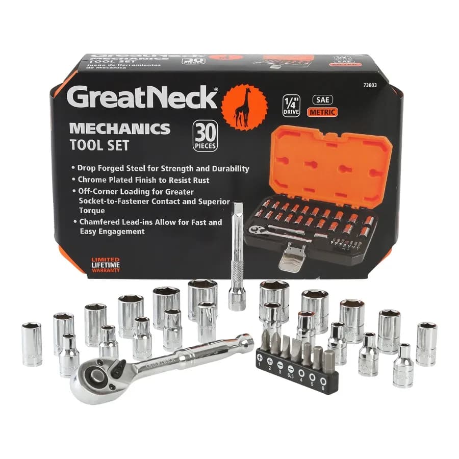 Set of Mechanic Tools 30 Pieces for Maintenance Auto, Includes Keys, Screwdrivers, Sets and Case, Ideal for