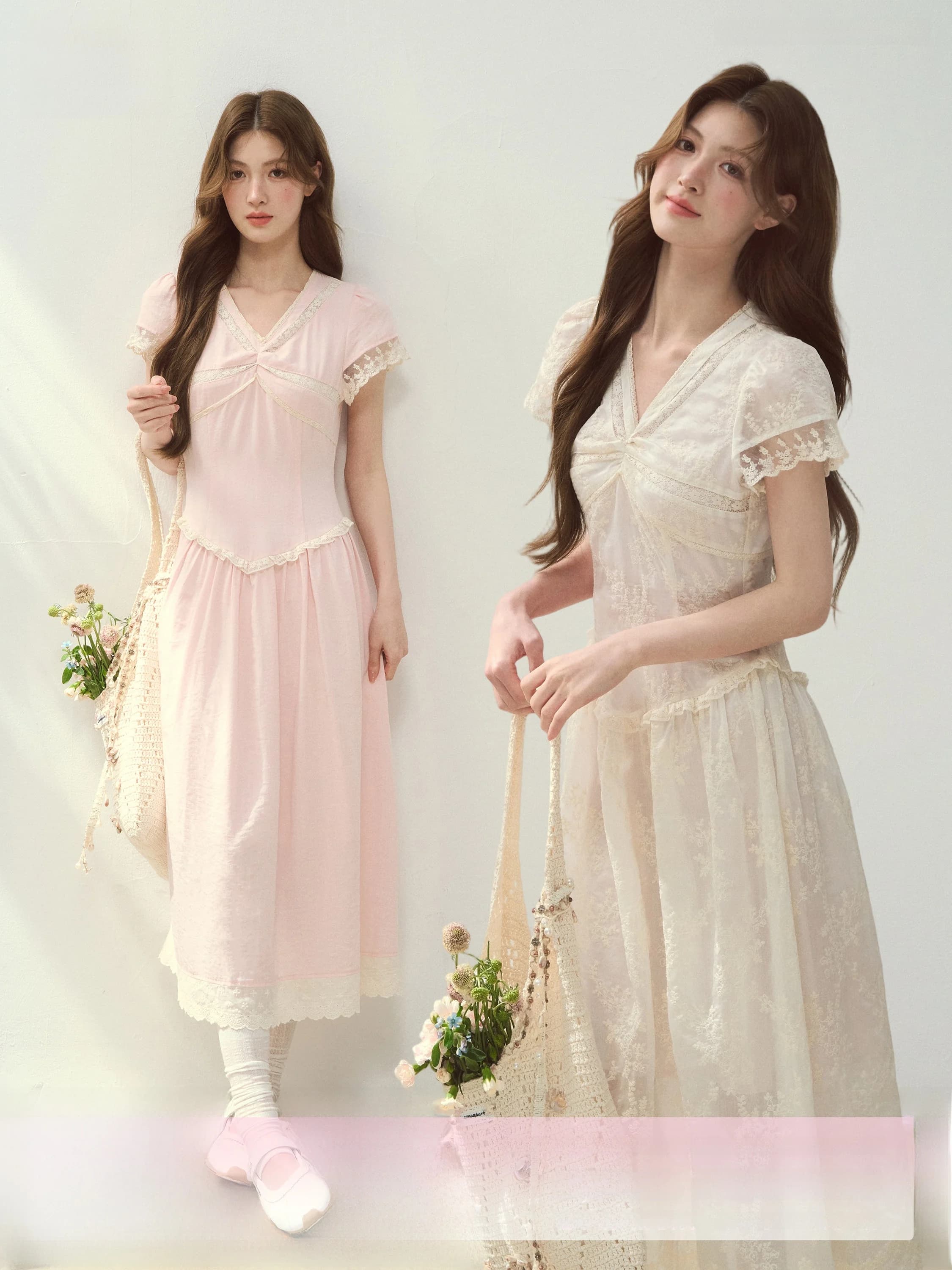 SunsetPark Vintage Lace Trim Belted Women's Dress Ruched Waist A-Line Skirt Short Sleeve V-Neck Daily Wear Summer 2026