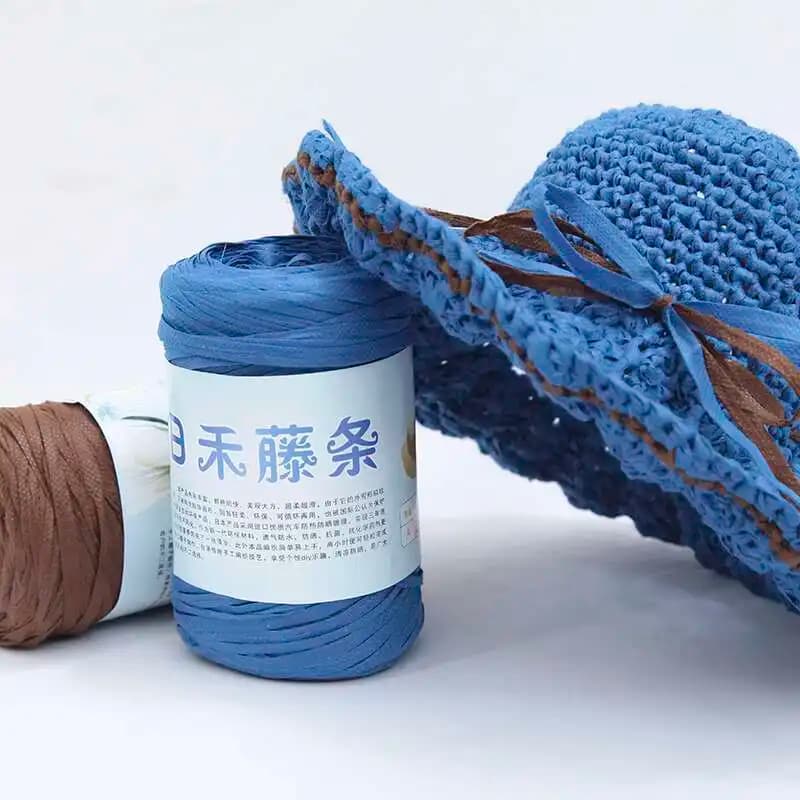 Filato di rattan Rihe, tessitura di cappelli estivi, filo per cappelli con gancio, nastro per cappelli con gancio estivo, filo per cappelli intrecciato a mano, uncinetto