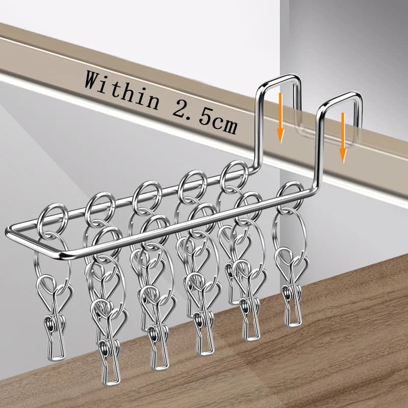 2pc/lot Safety Grille Drying Rack with Multiple Clips, Invisible Clothes Drying Rack, Balcony Underwear Hanger, Sock Drying Tool