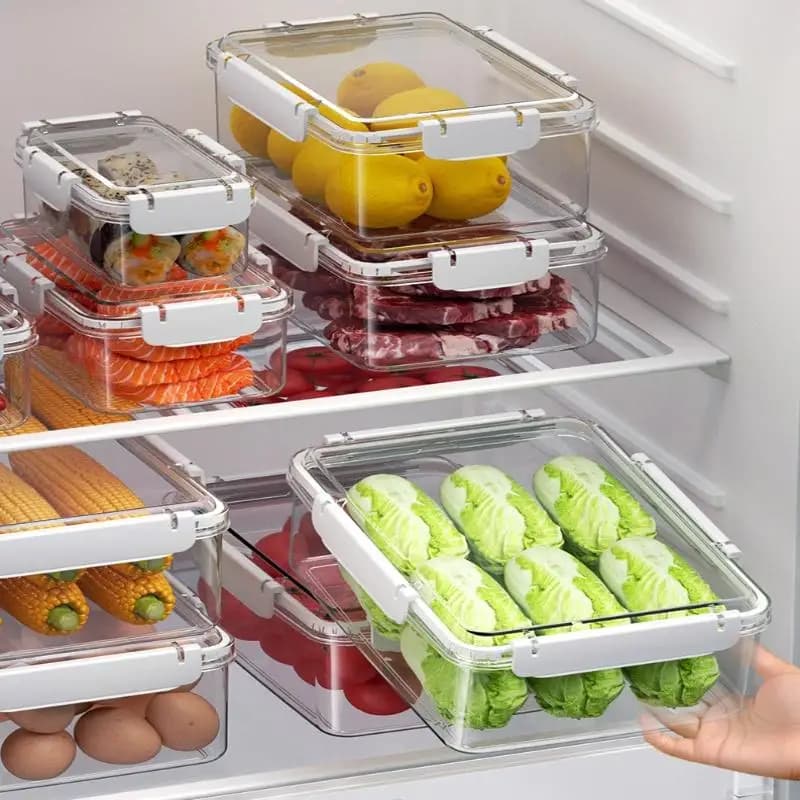 Organizer da cucina tutto in uno, contenitori trasparenti impilabili per frigorifero e pranzo, mantiene frutta fresca, salva tempo sulla preparazione dei pasti