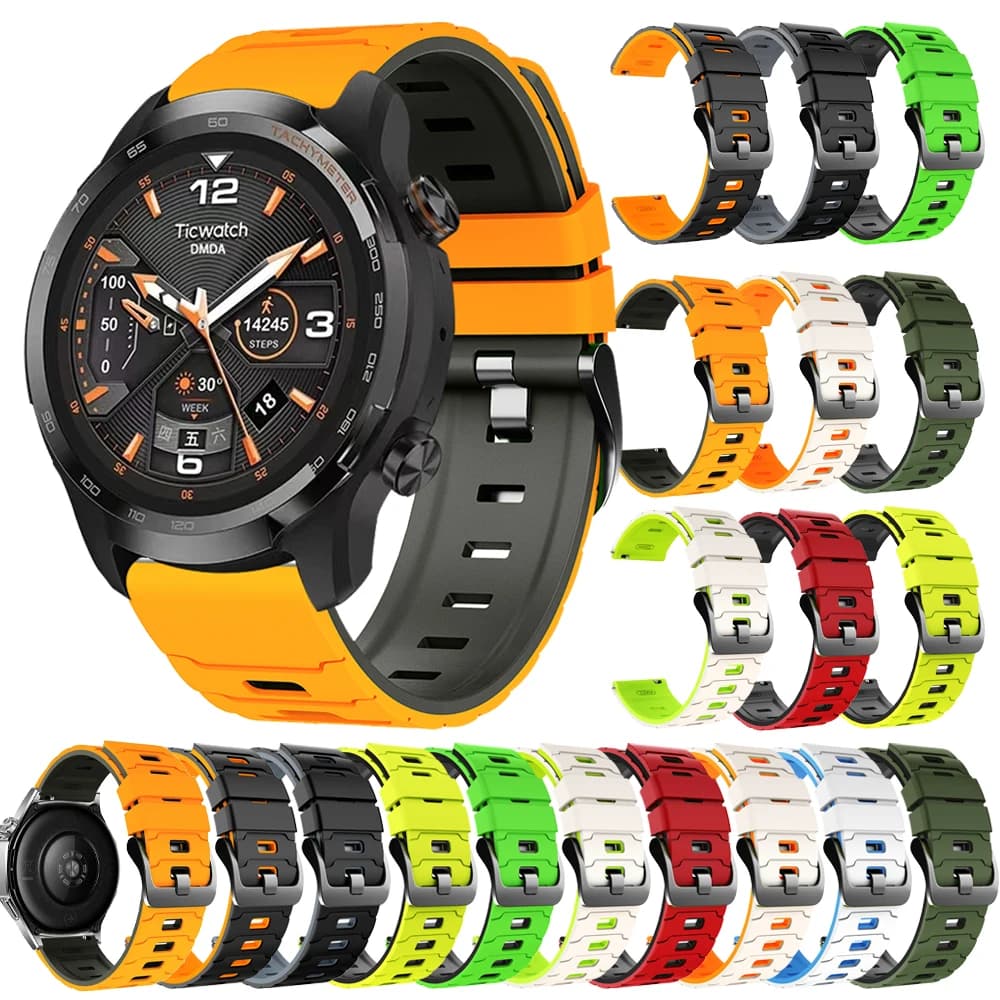 Cinturino in silicone da 22 mm per TicWatch Pro 3 Ultra LTE Bracciale da polso per TicWatch GTW/GTH 2/Pro 2021/E2 S2 Donna Uomo Smartwatch Bands