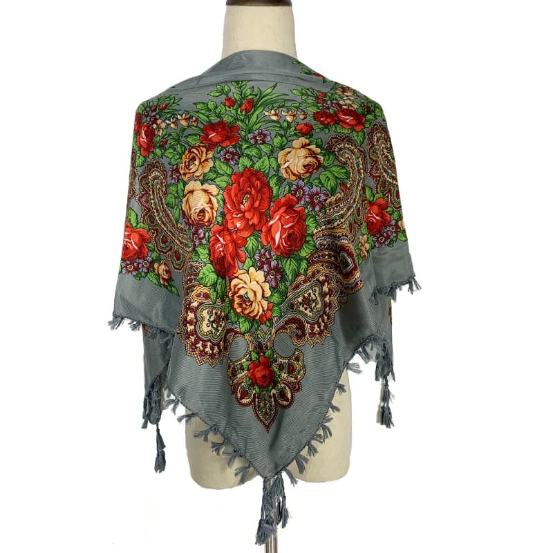 90*90 cm WomenRusso Sciarpa quadrata floreale Tradizionale ucraina con frange Bandana Scialli Babushka Fazzoletto Lady Head Sciarpe
