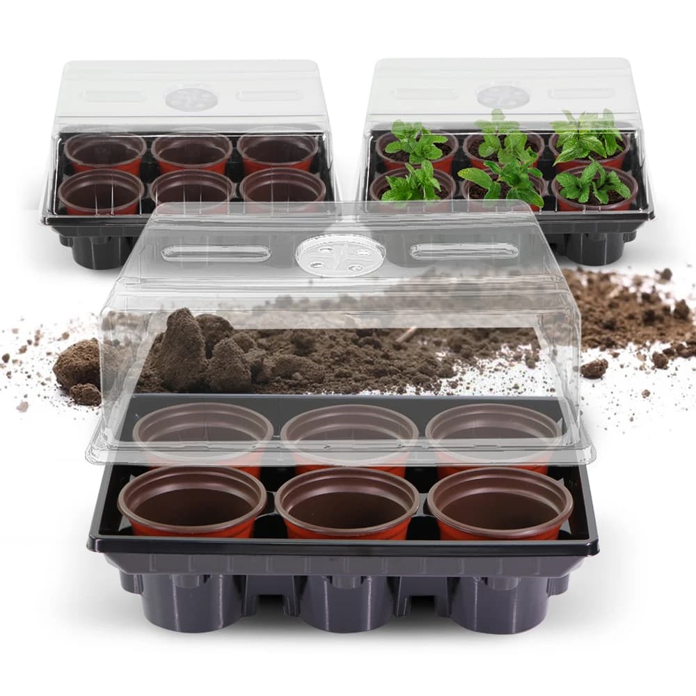 Durable 10cm Nursery Pot Grow Box Seed Garden Kit Succulent Grow Dome Cover Adjustable Germination Tray For Starting Plants
