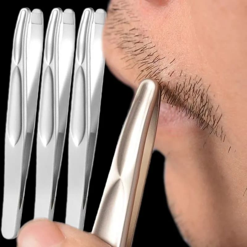 Pinzette a Testa Rotonda in Acciaio Inox, 1/5 Pezzi, per Barba, Taglio Preciso, Rimozione Peli, Strumenti di Precisione per il Trucco