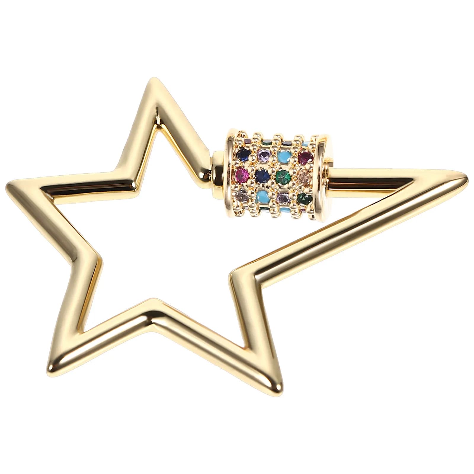 1Pcs Five Point Star Screw Carabiner Lock Charm Made of Copper for Jewelry Making Necklace Buckle Pendant Accessory DIY Craft