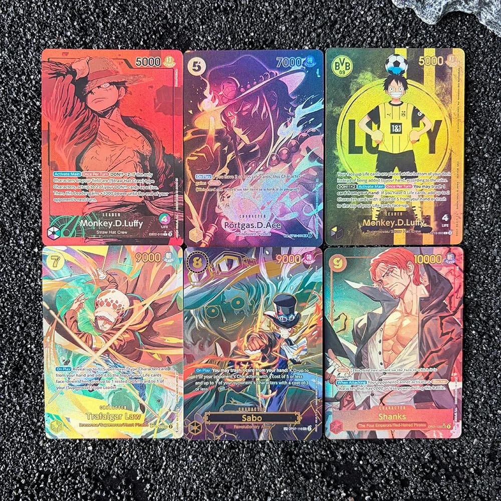 Carta Proxy OPCG Fai-da-Te, Carta Singola in Inglese di Luffy, Shanks, Law, Carta da Collezione Anime di Alta Qualità, Replica, Regalo, Carta da Gioco