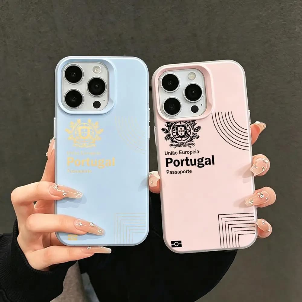 Cover per telefono effetto gelatina 2 in 1 a doppio strato, stile Dopamina, compatibile con iPhone 17/16/15/14/13/12 P-Portugal PassportS