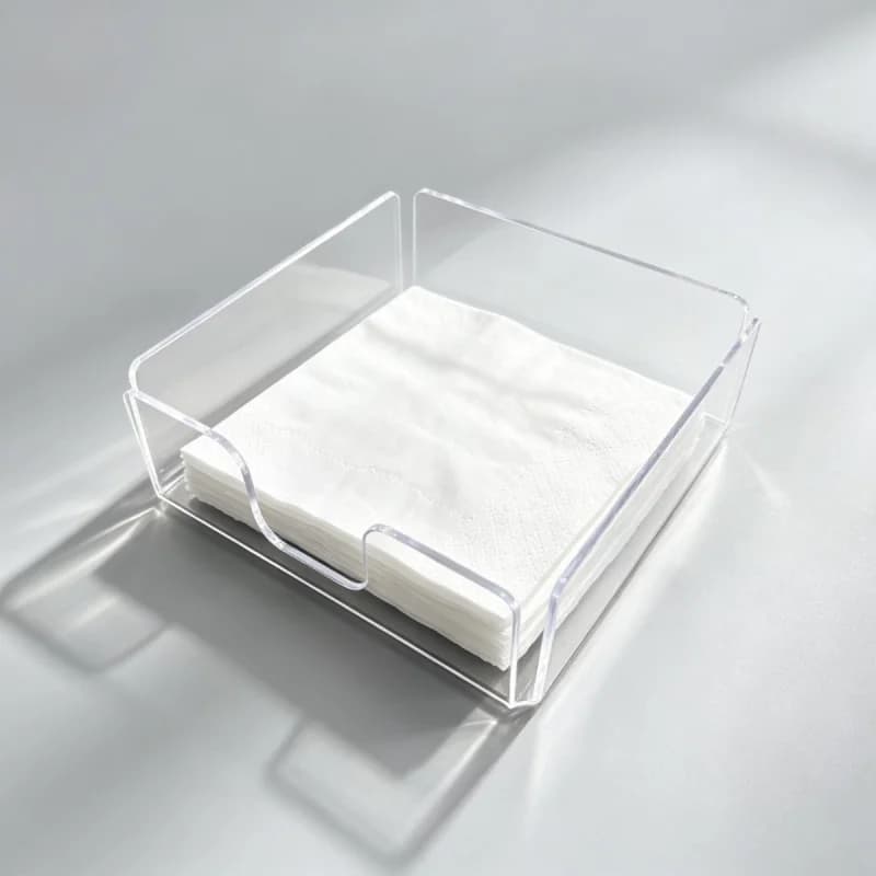 1pc Clear Acrylic Napkin Holder Transparent Square Tissue Dispenser for Kitchen Restaurant Dining Table Bathroom Office