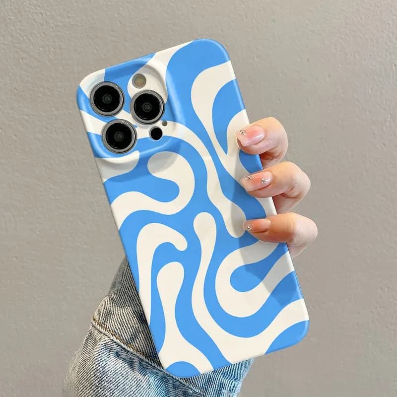 Cover per iPhone 16 17 15 14 13 12 11 Pro Max Air 16e 7 8 Plus XS Max X XR, custodia protettiva rigida in PC con motivo a spirale astratto
