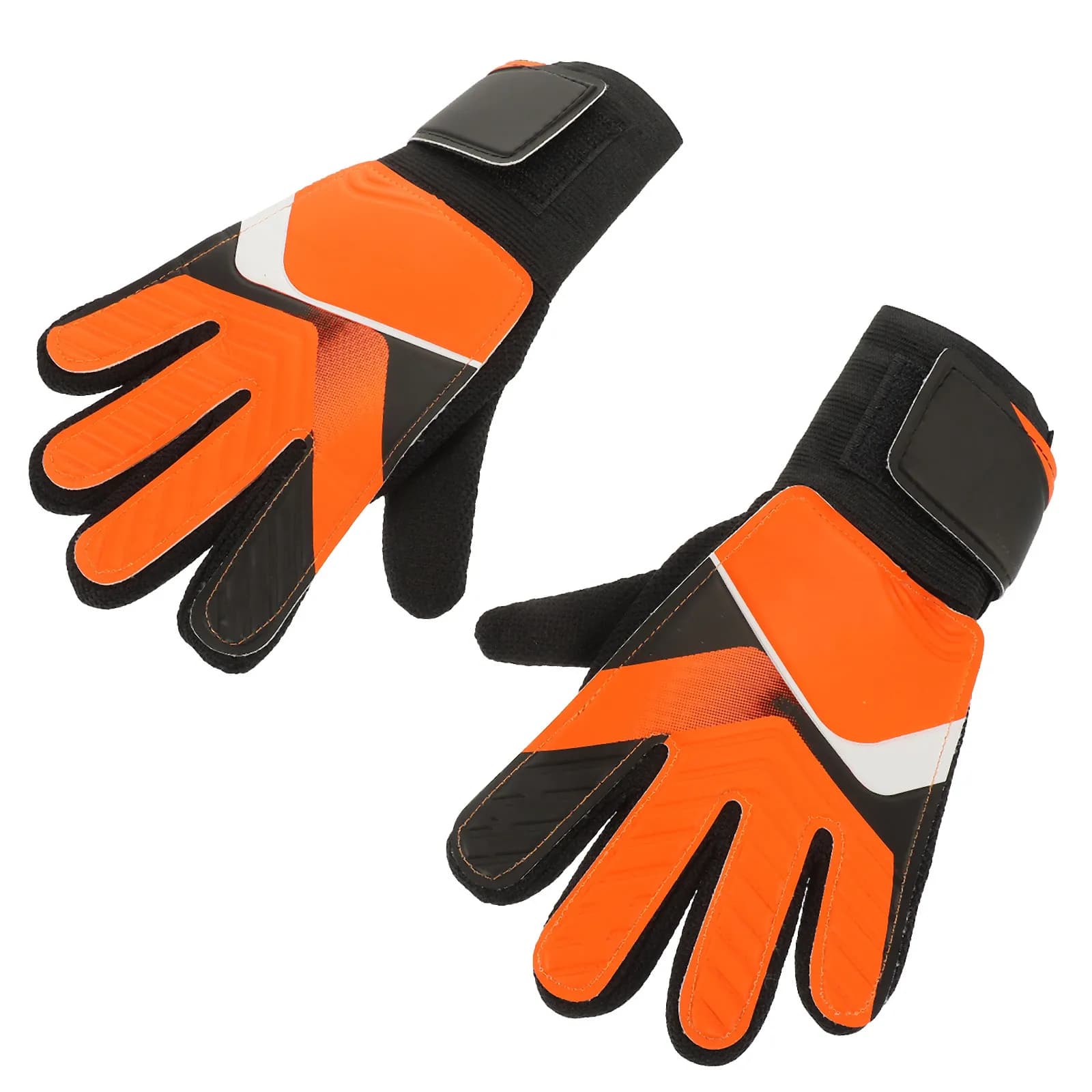 1Pair Soccer Goalkeeper Gloves Kids PU Latex Palm Flexible Back Wrist Support Breathable Knitted Fabric Impact Buffering