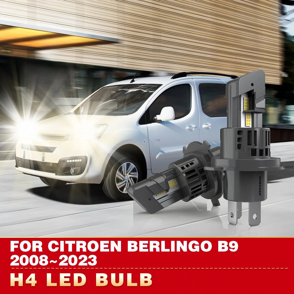 2x H4 Led Canbus Lampadina 24000Lm Fascio Alto Basso Fendinebbia Bianco Con Ventola Led Ad Alta Potenza Per Citroen BERLINGO B9 2008 ~ 2023