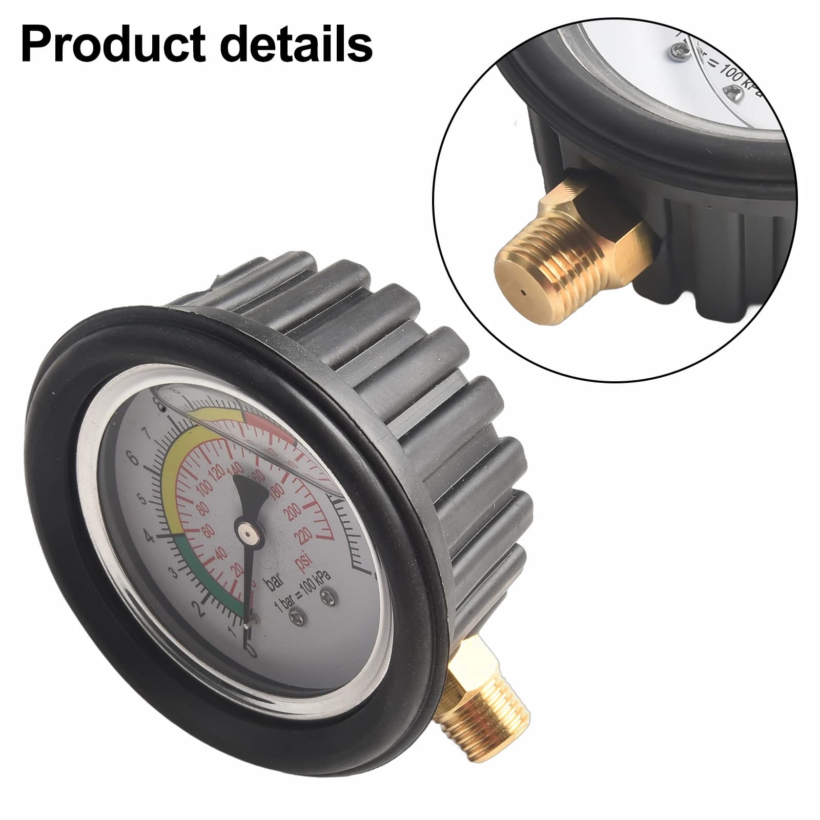 Manometro per pneumatici auto 0-220psi per pompa di gonfiaggio veicoli, moto, bici, rimorchi, camper, riparazione e monitoraggio pneumatici