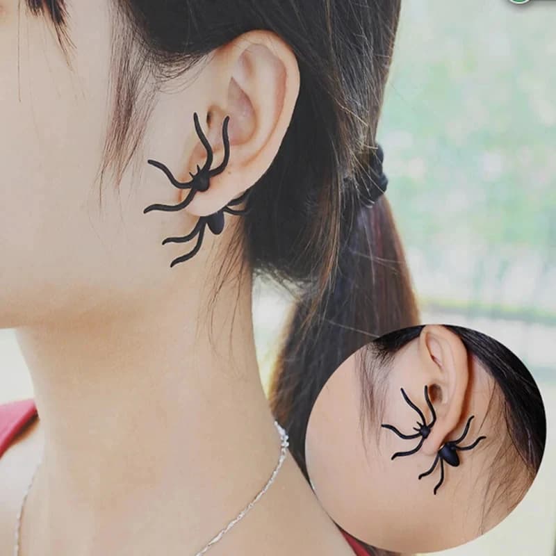 1-6Pcs Halloween Funny Spider Stud Earrings Woman 3D Black Spider Ear Stud Earrings Halloween Costumes Party DIY Decoration