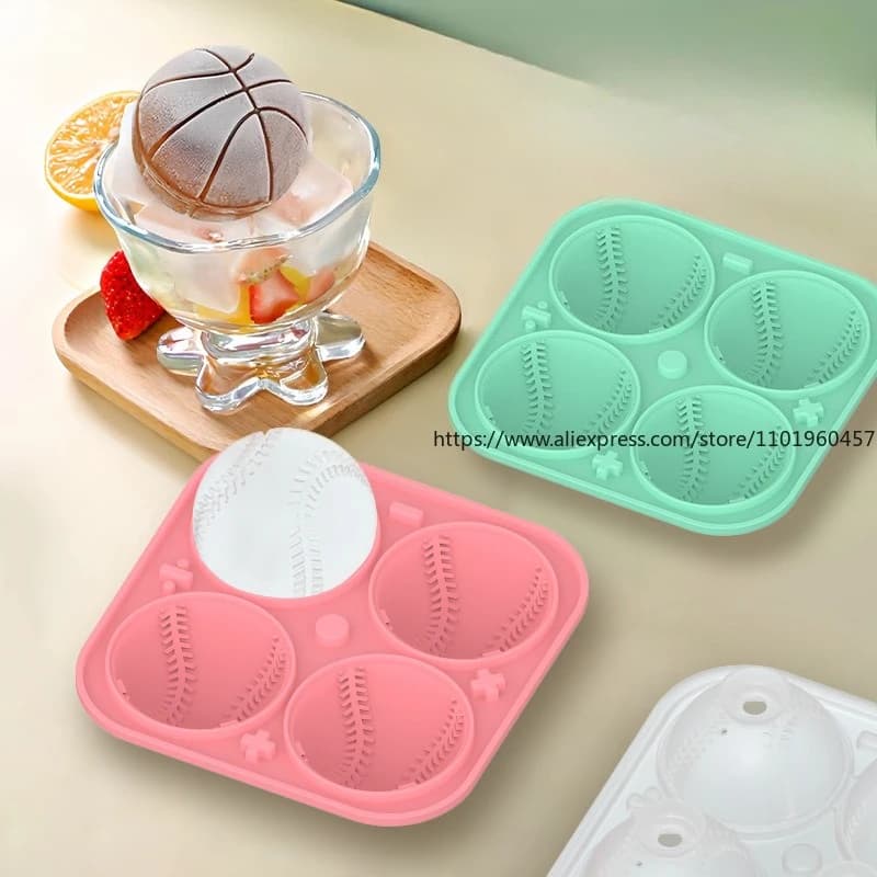 Vassoio per cubetti di ghiaccio in silicone per palline di ghiaccio Stampo per vassoio per cubetti di whisky Stampo per vassoio a forma di baseball per uso domestico