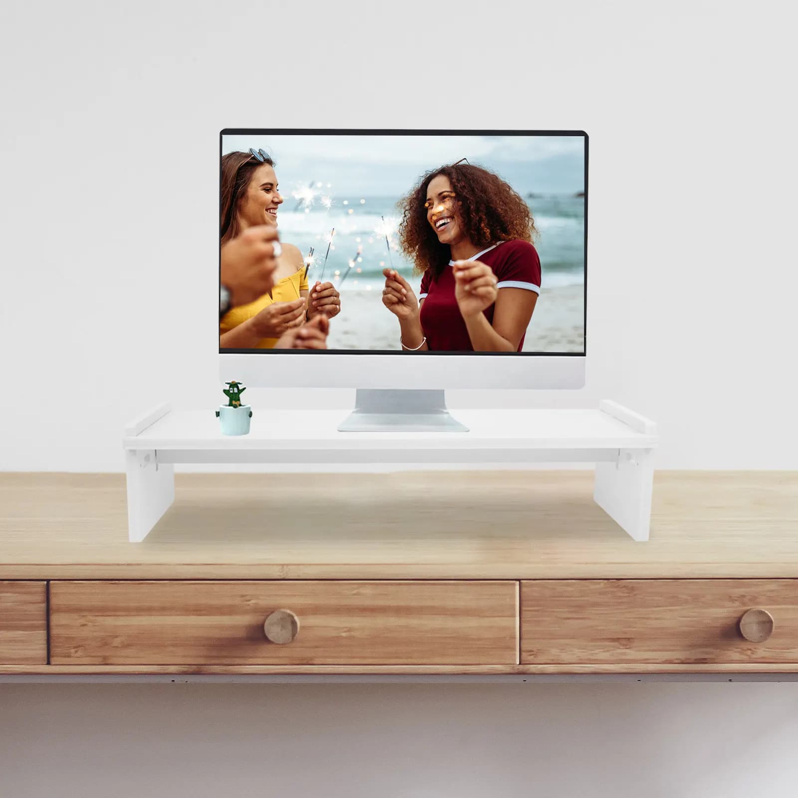 Wooden Monitor Stand Adjustable Ergonomic Computer Screen Riser Reduces Neck Strain Maximizes Desk Space Laptop Stand Dorm Room