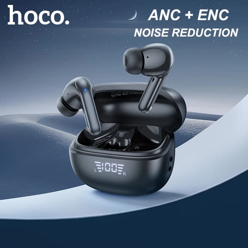 HOCO Auricolari Wireless con ANC+ENC per Riduzione del Rumore, Controllo tramite APP, Audio HiFi Stereo, EQ, Bluetooth 5.3, Supporto Dual Connect