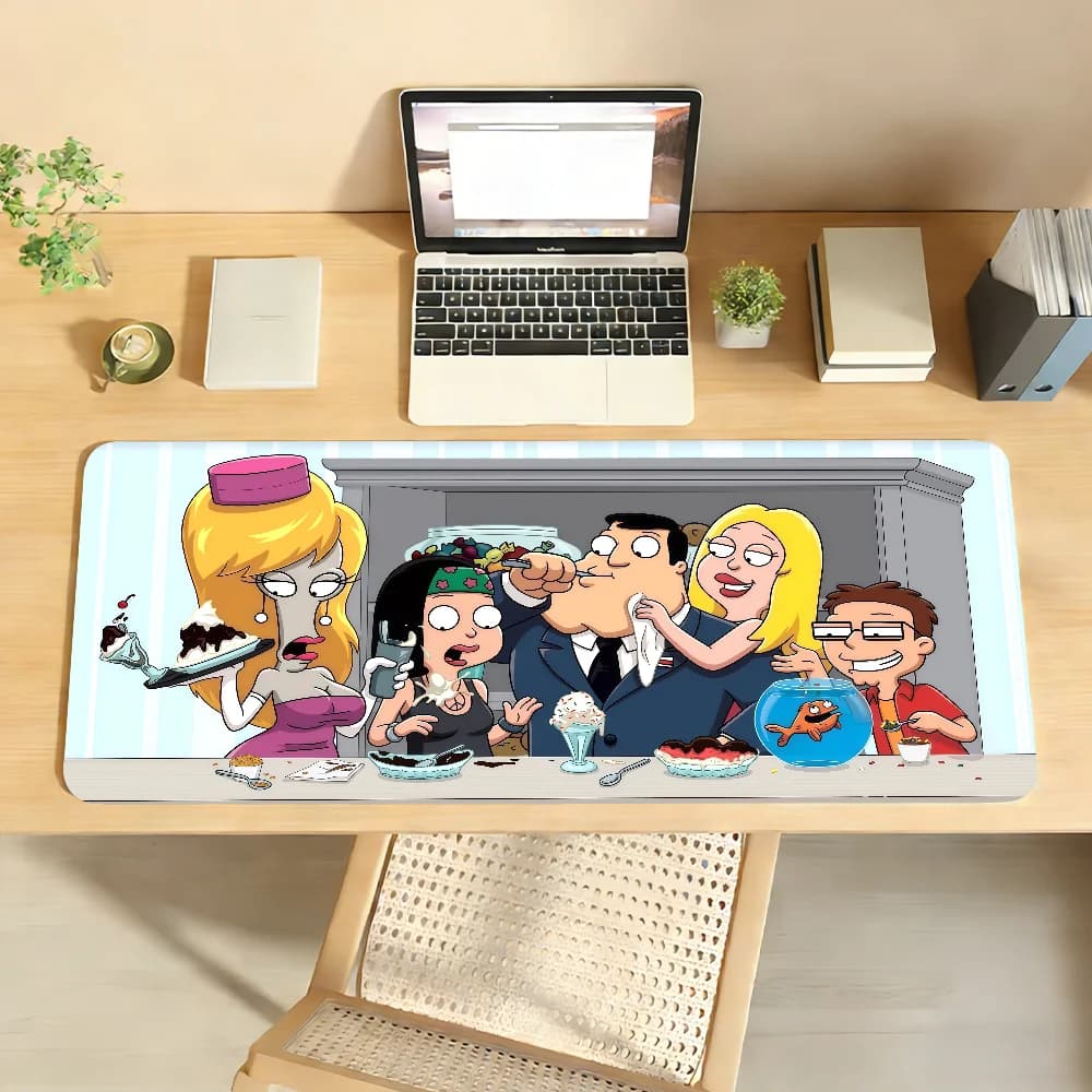 Tappetino per mouse American Dad con cartoni animati, tappetino da scrivania antiscivolo, accessori per PC e laptop, tastiera da ufficio, decorazione per giocatori