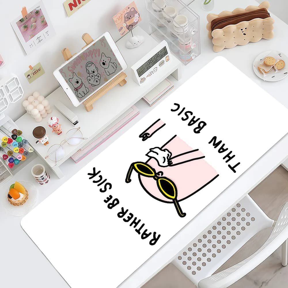 Tappetino per Mouse Rosa Divertente, Antiscivolo con Bordo Cucito, per Ufficio, Kawaii, Studenti, Gaming, K-ketnipz, Grande e Spesso, per Scrivere e Scrignare