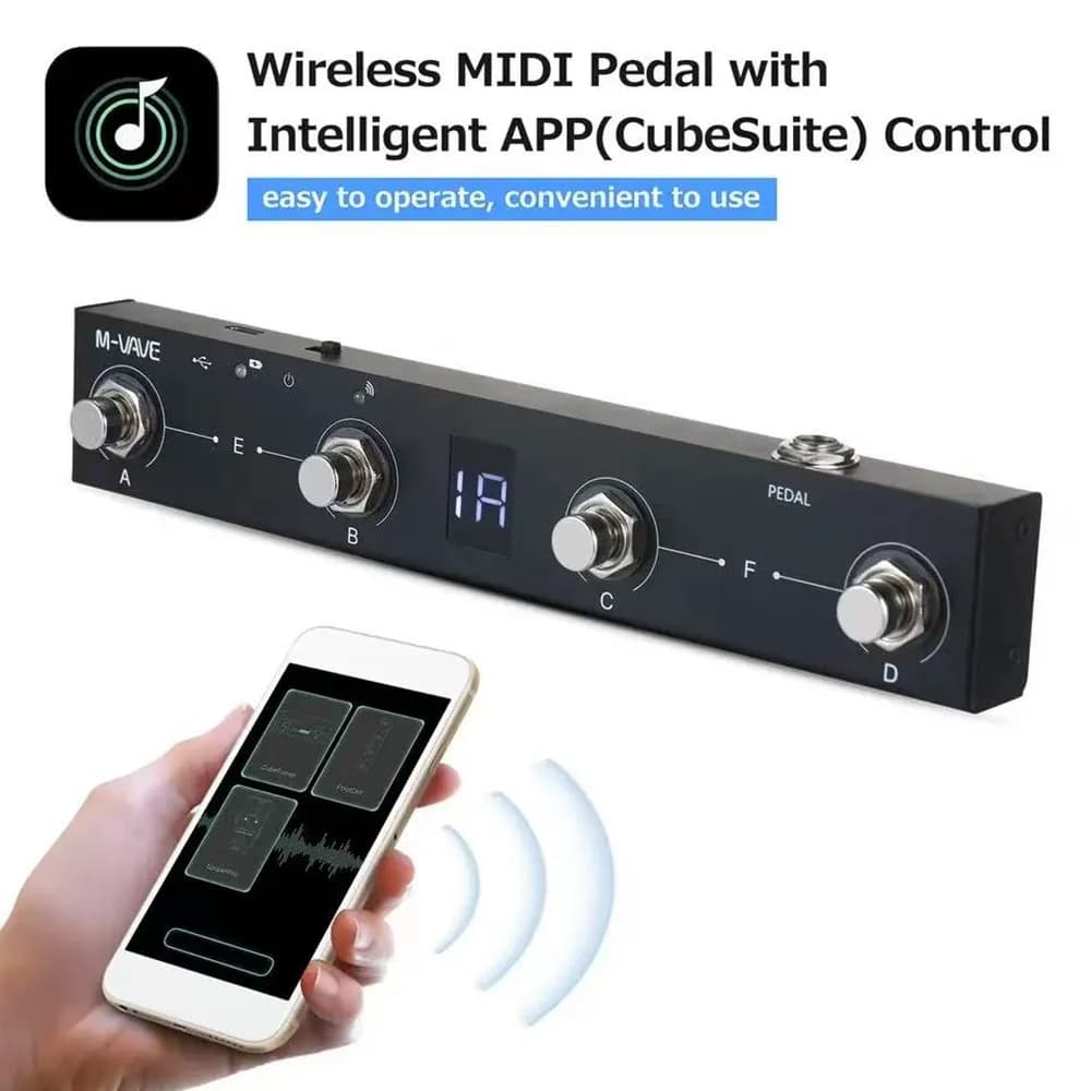 Controller MIDI M-VAVE Chocolate BT ricaricabile Controller MIDI a 4 pulsanti Controllo APP a pedale con sistema di trasmissione wireless