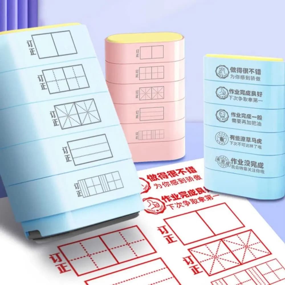 5-In-1 5-In-1 Seal Stamp Portable DIY Teacher Supplies Teaching Seal Stationery Plastic Pinyin Revised Seal School
