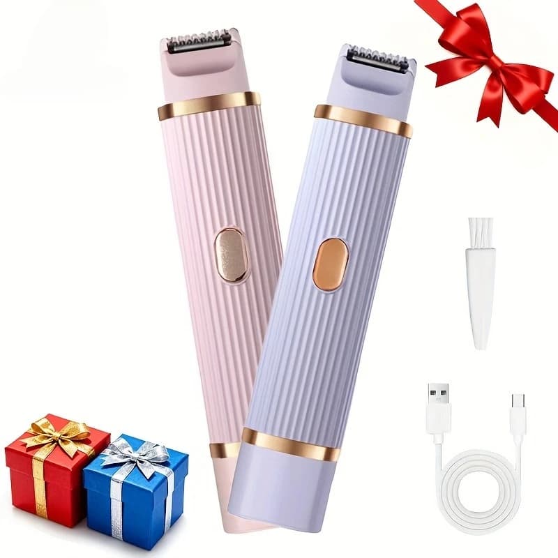 2in1 Electric Razor for Women Painless Hair Removal Rechargeable Body Trimmer Underarm Mustache Epilator Shaver