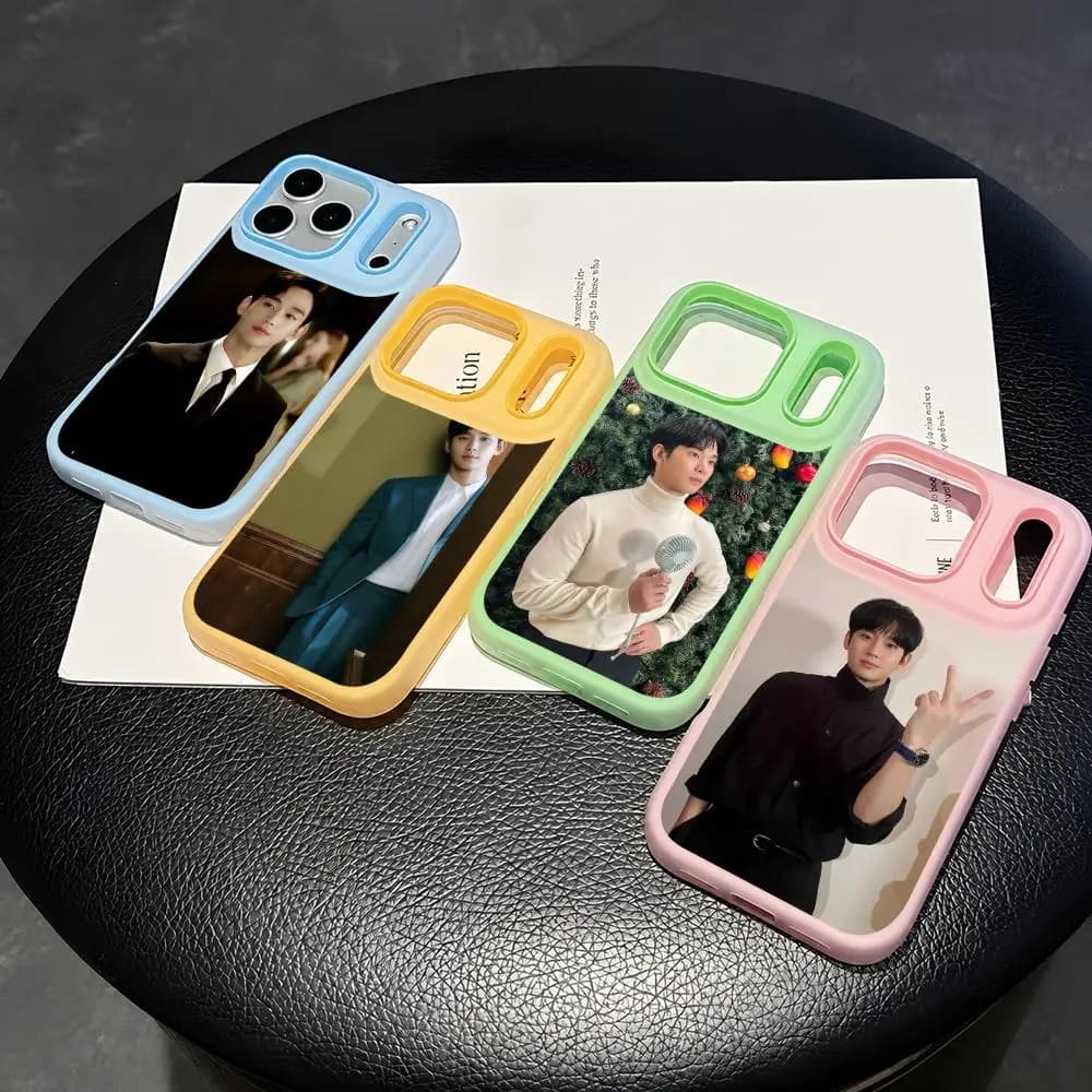 Korean stars K-Kim Soo Hyun Phone Case 2-in-1 Detachable Clear with Card Holder for iPhone 12-17 Soft Multi-Color