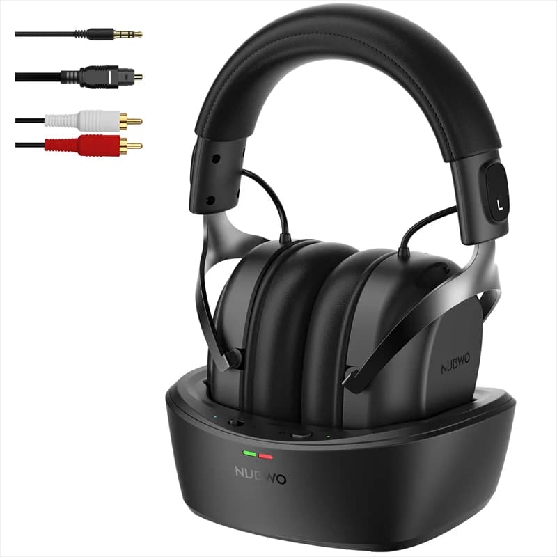 NUBWO Wireless TV Headphones for Seniors Hearing Impaired 2.4GHz Bluetooth Headsets with Charging Base Work with Optical RCA AUX
