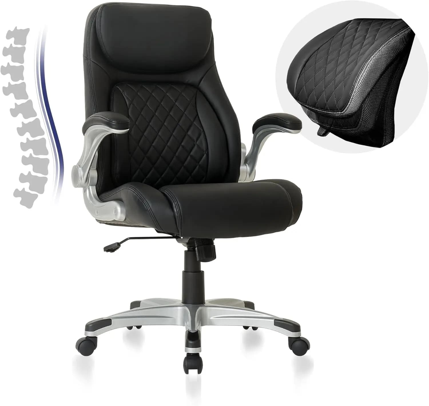 Ergonomic Office Chair Premium Microfiber Leather Adjustable Lumbar Support & Armrests, High Back Comfy Desk Gaming Chairs Execu