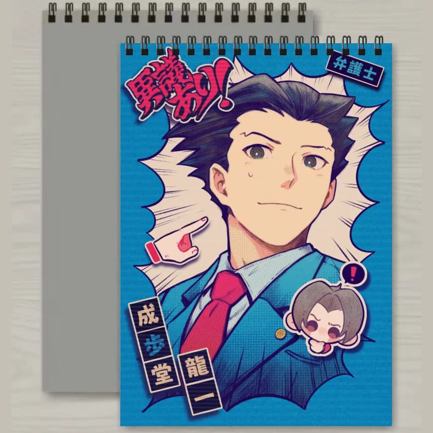 Ace Attorney Phoenix Wright Miles Edgeworth Cosplay Anime sketchbook notebook diary student Accessories Ornament Xmas Gift