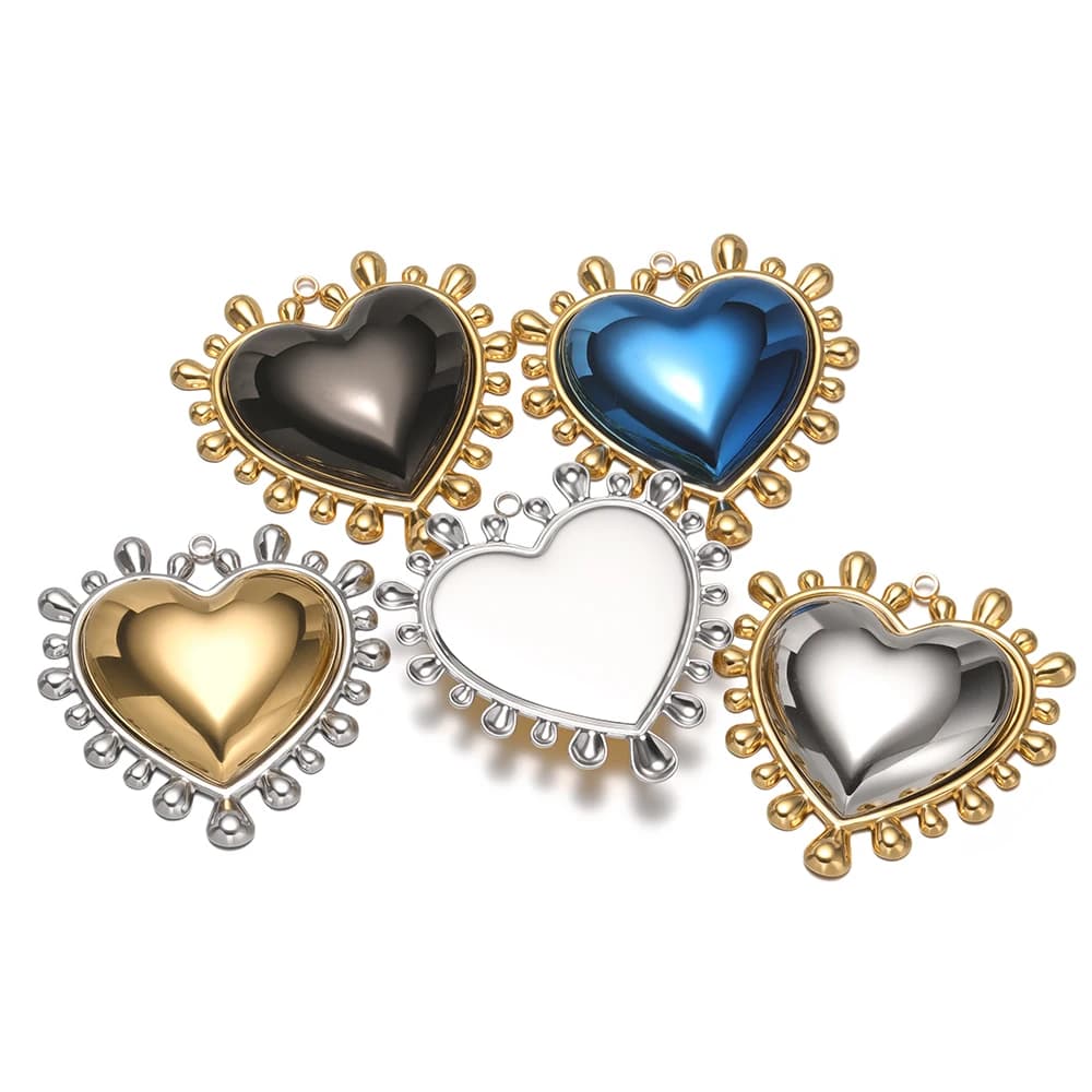 Set di 2 Ciondoli a Cuore Grande da 50mm in Acciaio Inossidabile per Creazione Gioielli Fai da Te, Collane Hip Hop e Orecchini