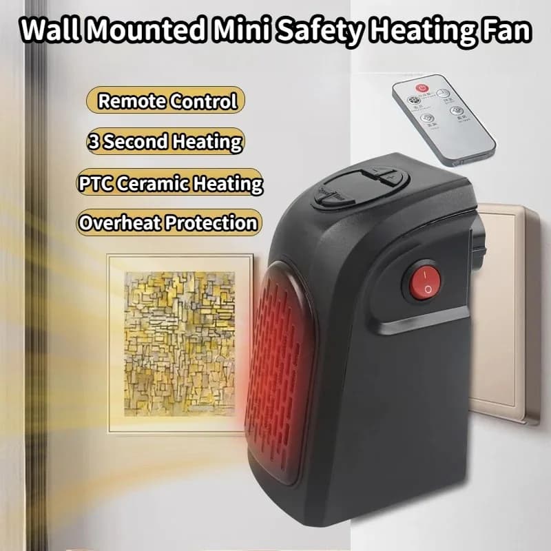 Stufa Elettrica Portatile da Parete, Mini Radiatore Ventilato Compatto per Riscaldamento Ambienti