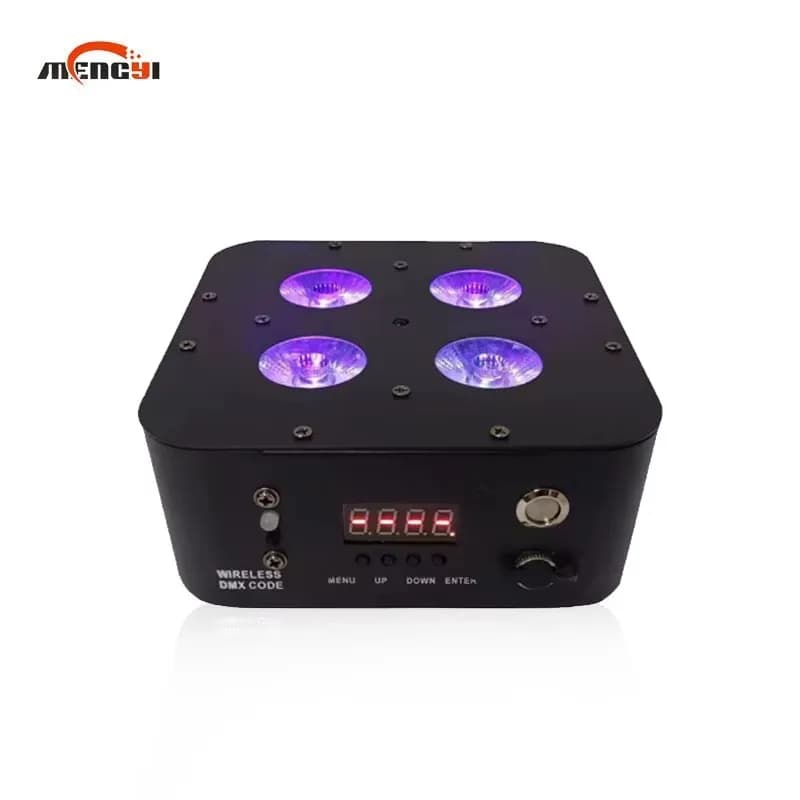 4x18W LED RGBWA UV 6in1 Battery Uplight for Warehouse DMX512 Wireless Rechargeable Uplights for Wedding Parties Beam White Light