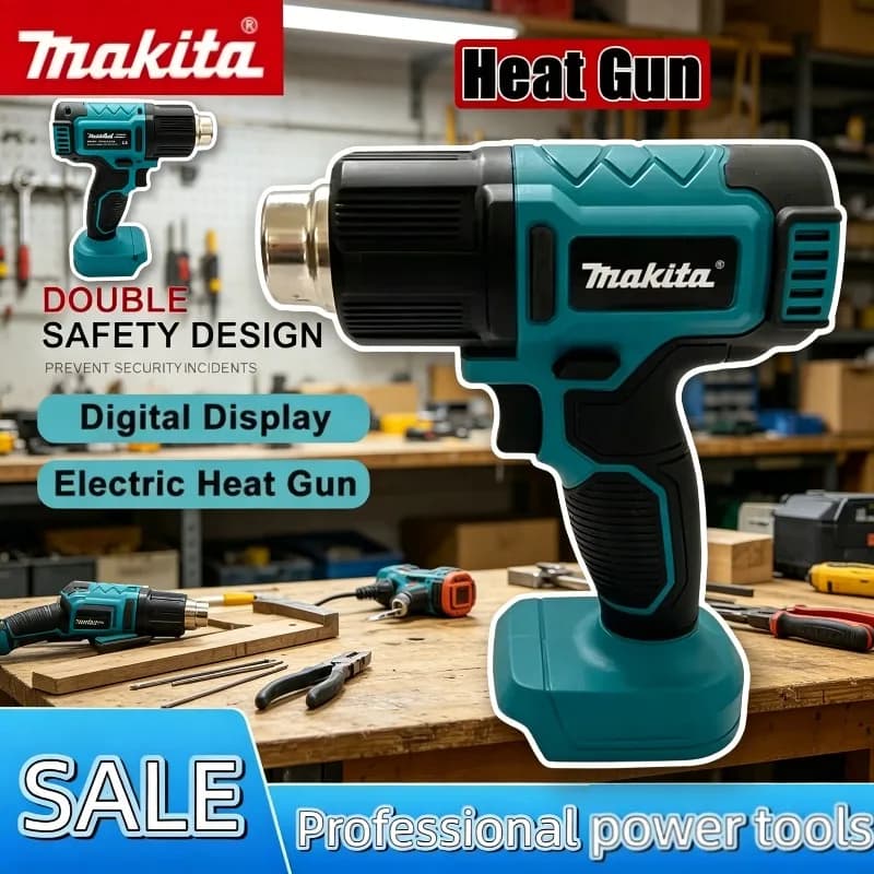 Pistola Termica Elettrica Portatile Industriale Makita Senza Fili, Regolabile, Compatibile con Batteria Makita 18V