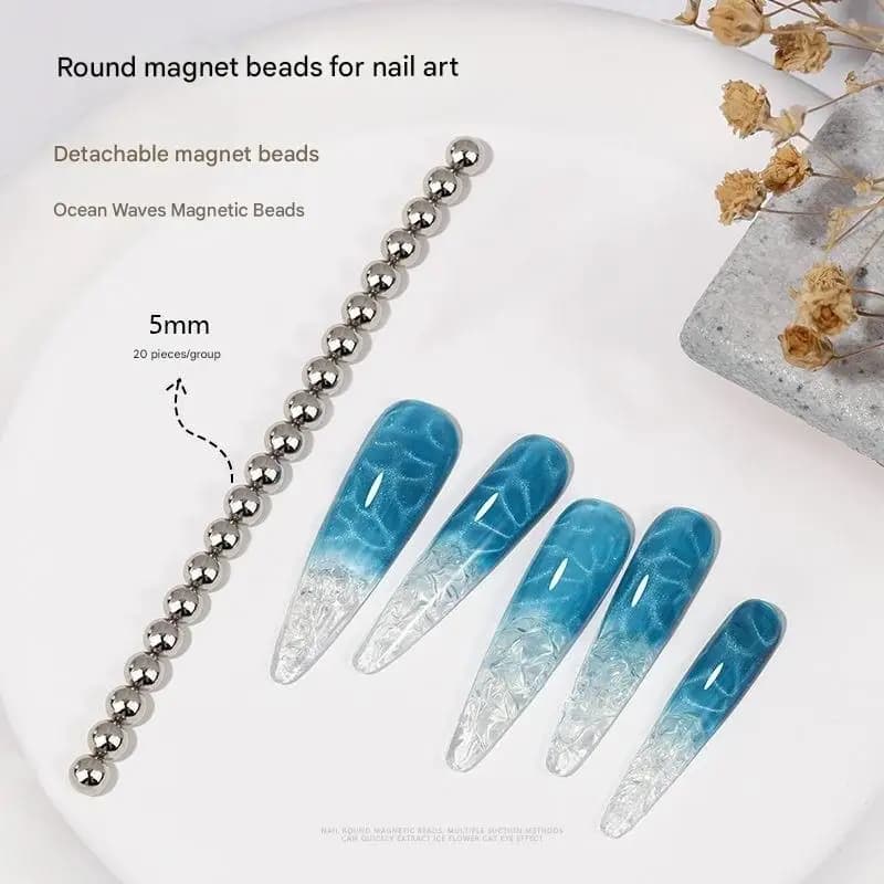 20 Pz/Lot 3D Ocean Ripple Cat Eye Magnetic Beads Water Ripple Wave Line Effect Gel Nail Polish Rolling Nails Magnets Palles Manicure Tools
